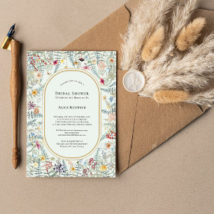 Invitation Fête des mariées verte Fleur sauvage vintage Fern