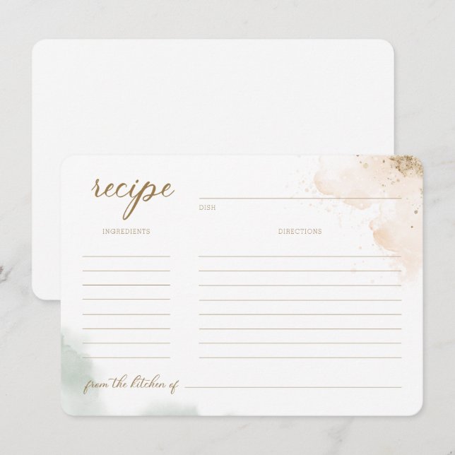 Invitation Fête des mariées verte or Eucalyptus Recette Invi (Devant / Derrière)