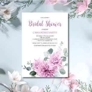 Invitation Fête des mariées verte pourpre Dahlia Eucalyptus