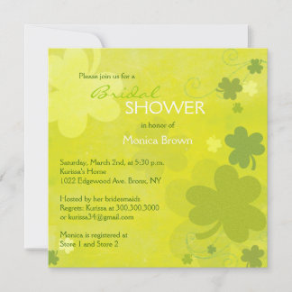 Invitation Fête des mariées verte Shamrock irlandaise
