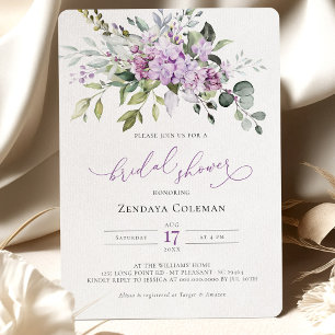 Invitation Fête des mariées verte violet Sage Lilacs Invitati