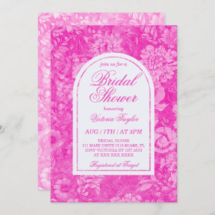 Invitation Fête des mariées victorienne rose magenta