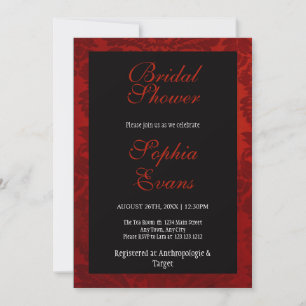 Invitation Fête des mariées victorienne rouge et noire