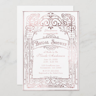 Invitation Fête des mariées victorienne Vintage blanche et Ro