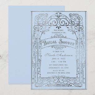 Invitation Fête des mariées victorienne Vintage en argent ble