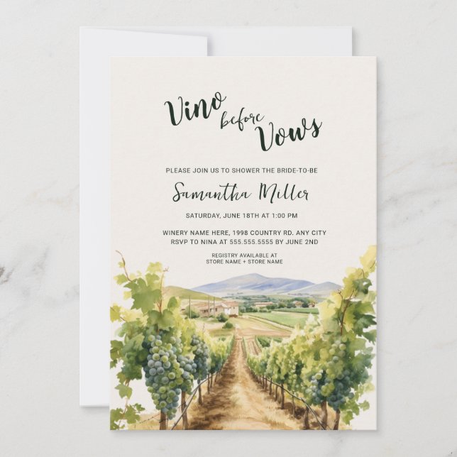 Invitation Fête des mariées vinicole (Devant)