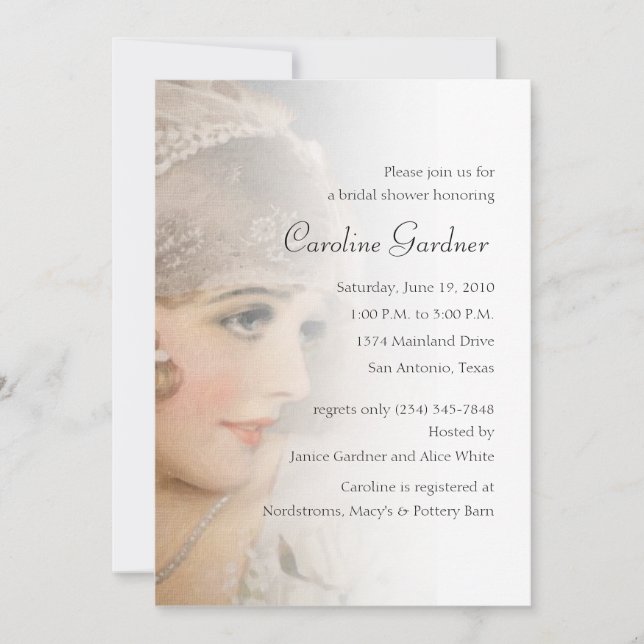 Invitation Fête des mariées Vintage (Devant)