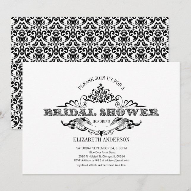 Invitation Fête des mariées vintage (Devant / Derrière)