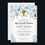 Invitation Fête des mariées vintage Blue Gold Florals Regency<br><div class="desc">Moderne Vintage Florals Regency Fête des mariées Société</div>