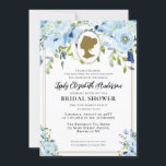 Invitation Fête des mariées vintage Blue Gold Florals Regency<br><div class="desc">Moderne Vintage Florals Regency Fête des mariées Société</div>