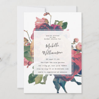 Invitation Fête des mariées Vintage de Bohême Rose antique