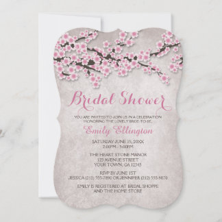 Invitation Fête des mariées vintage de fleurs de cerisier ros