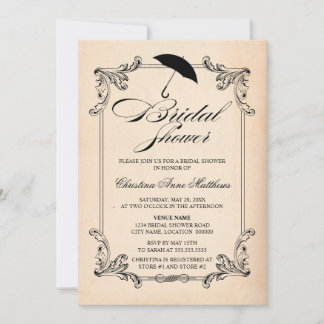Invitation Fête des mariées vintage de présentation et d'orne