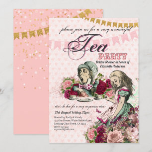 Invitation Fête des mariées Vintage de Tea Party de Hatter Ma
