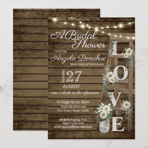 Invitation Fête des mariées vintage d'échelle en bois et de r