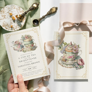 Invitation Fête des mariées vintage Elegant Tea Party