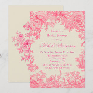 Invitation Fête des mariées vintage en toile rose