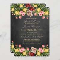 Fête des mariées vintage Floral Chalkboard