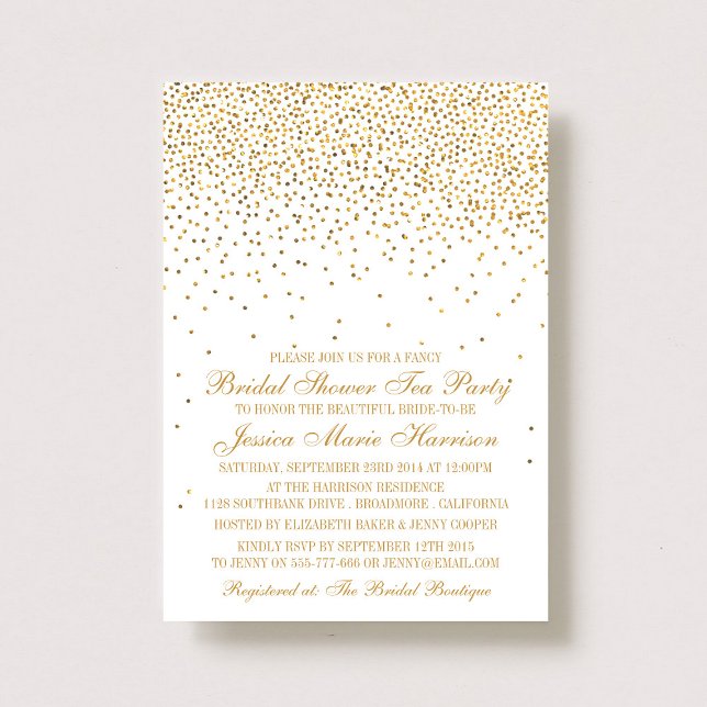 Invitation Fête des mariées vintage Glam Gold Confetti (Créateur téléchargé)