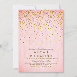 Invitation Fête des mariées vintage Gold Confetti rose