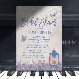 Invitation Fête des mariées vintage lanterne papillon & fleur