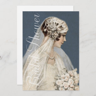 Invitation Fête des mariées Vintage Mariée Marine Bleu