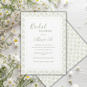 Invitation Fête des mariées Vintage minimaliste Green Paisley