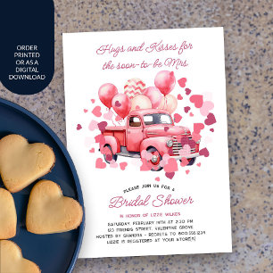 Invitation Fête des mariées vintage Truck Pink Valentine