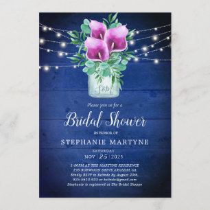 Invitation Fête des mariées Violet Calla Lily Lights Floral