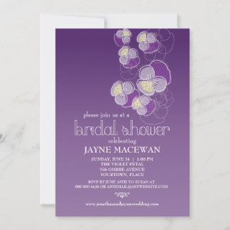 Invitation Fête des mariées Violet Ombre Falling Flowers