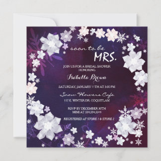 Invitation Fête des mariées violette de germe d'hiver
