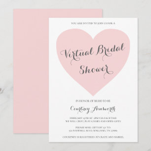 Invitation Fête des mariées virtuelle Cute Pastel Coeur rose