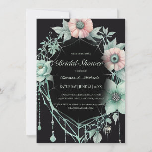 Invitation Fête des mariées Web gothique Green Mint Floral Sp