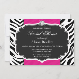 Invitation Fête des mariées Wedding shower Zebra Imprimer ros