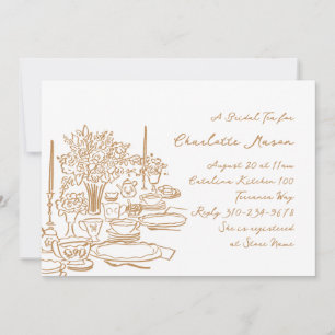 Invitation Fête des mariées Whimsical Doodé Dessin Tea Party