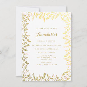 Invitation Fête des mariées White Gold Feuilles
