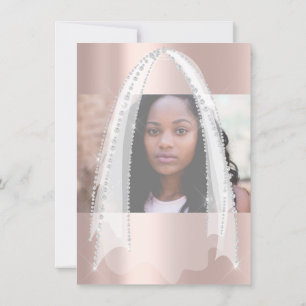 Invitation Fête des mariées White Spark Rose Veil Photo