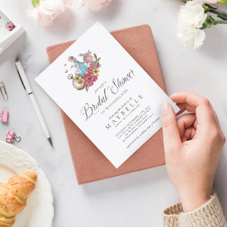 Invitation Fête des mariées Wonderland Vintage Alice Wonderla