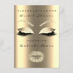 Invitation Fête des mariées Yeux or brillant lèvres doux 16e