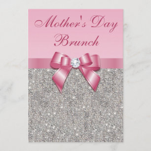 Invitation Fête des Mères Brunch Bijoux en argent Bow aux fau