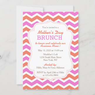 Invitation Fête des mères de Pink and Orange Chevron