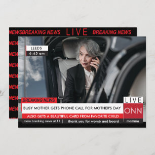 Invitation Fête des mères drôle Breaking TV News Spectaculair
