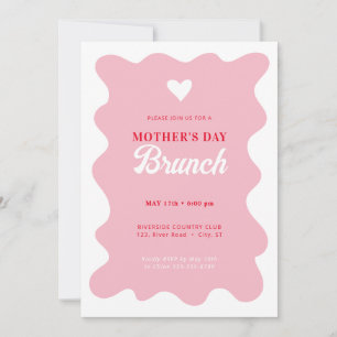 Invitation Fête des Mères du Coeur Brunch Wavey Pink Invitati