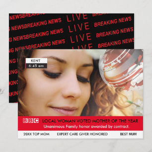 Invitation Fête des mères du Royaume-Uni 🎉 Faux TV News Card