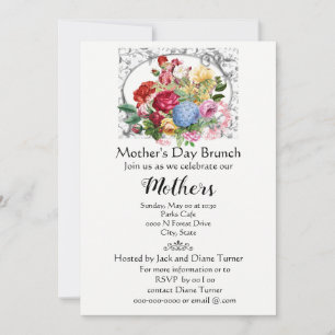 Invitation Fête des mères élégante avec fleurs vintage