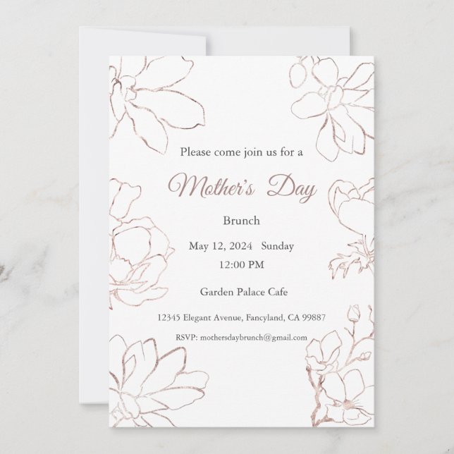 Invitation Fête des Mères, Fête des Mères Déjeuner (Devant)