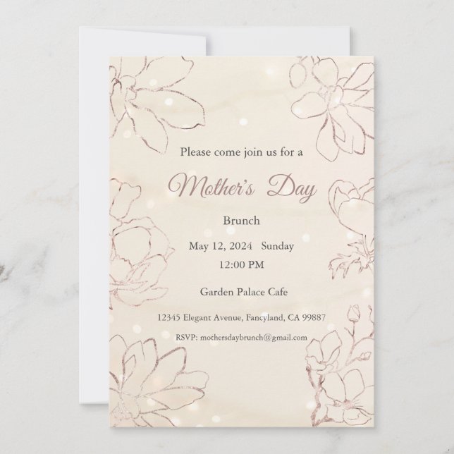 Invitation Fête des Mères, Fête des Mères Déjeuner (Devant)