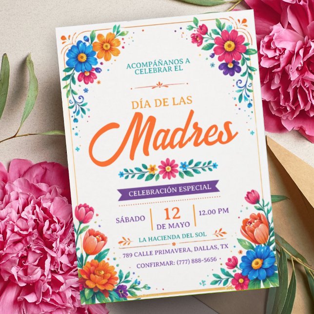 Invitation Fête des Mères | Fleuriste Latina (Día de las Madres | Fiesta Latina Floral Invitation)