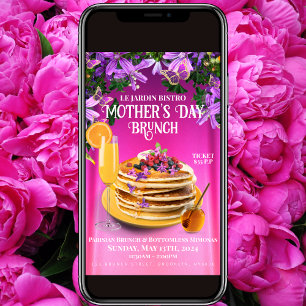Invitation Fête des Mères Floral Brunch Circulaire