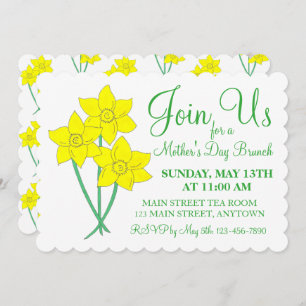 Invitation Fête des Mères Jardin Fête Brunch Daffodil Fleurs